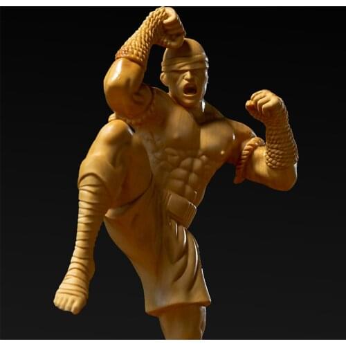 Boxwood 16cm Li Qing Sculpture Wood Carving Chinese Kongfu Figure Statue Home Decor