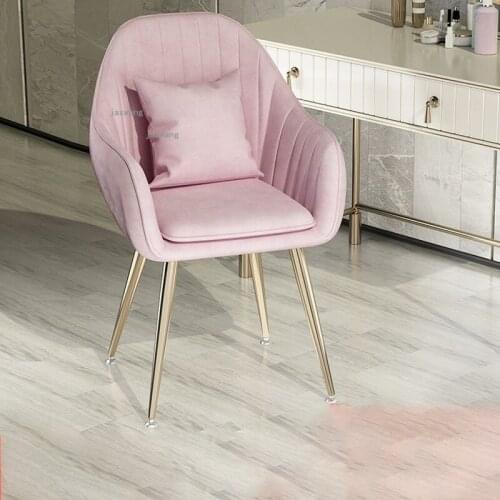 Nordic Wrought Iron Dining Chair Living Room Bedroom Leisure Makeup Stool Modern Minimalist Restaurant Backrest Lounge Chairs