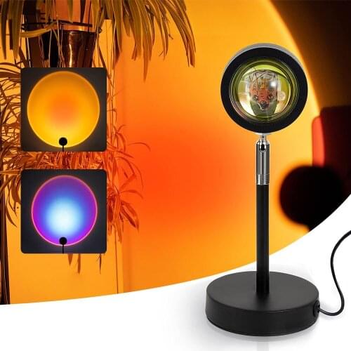 USB Rainbow Sunset Projector Atmosphere Night Light Coffee Shop Projection Lights Bedroom Cute Night sunset projection lamp