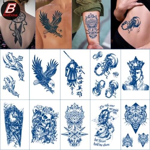 Juice Lasting Waterproof Temporary Tattoo Sticker Tiger Totem Dragon Ink Tattoos Rose Scorpion Body Art Arm Tatoos Women Men