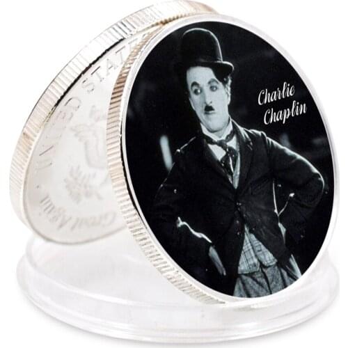 Challenge Coin 2021 Art Craft Gift Charlie Chaplin Sliver Plated Art Ornament Business Coin Holiday Gift Home Decor