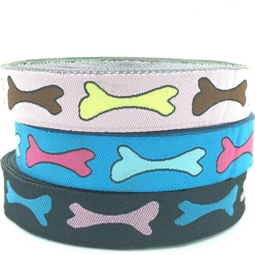 New 5/8''16mm 10yards Lovely Bones 100% polyester Jacquard Ribbon For DIY Accessories And The Dog Collars /Cat Collars 3 Color