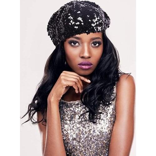 Womens Fashion Fun Sparkle Sequins Shimmer Stretch Beret Beanie Hat