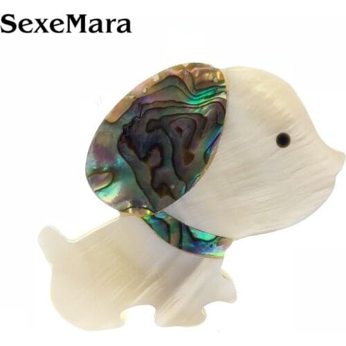 SexeMara Lovely Natural Shell Dog Brooch For Women Men New Design Cute Dog Animal Banquet Weddings Brooches Gifts