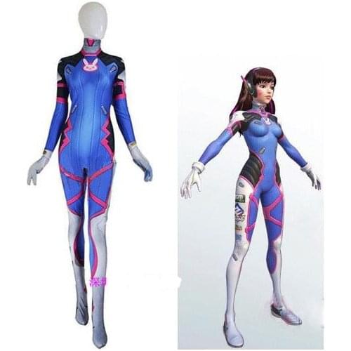 Free Shipping 3D Printing Lady D VA Costume Women 2017 Halloween Cosplay dva Zentai Catsuit Spandex D.VA Bodysuit