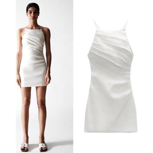 Summer Dress Clothes Vintage Vestidos Spaghetti Strap Backless Sexy Dresses Bottom Length Adjustable Woman Clothing Dropshipping