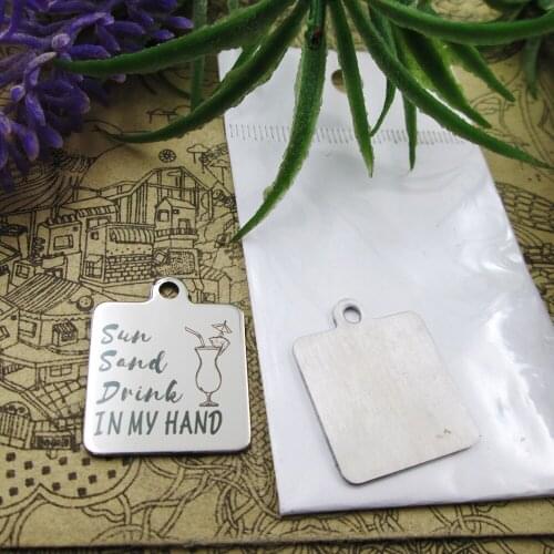 10pcs--"Sun Sand Drink in my Hand"stainless steel charms 5 styles for choosing DIY Charms for necklace bracelets