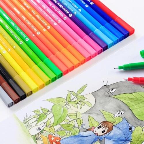 12/24 Pcs Deli Water Color Marker Fine Watercolor Candy-colored Multicolor Students Use A Set of Fountain Pens