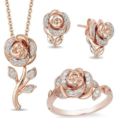 2020 Hot New Arrivals Personalized Luxury Pink Roses Exquisite Womens Jewelry Accessories Valentines Day Gift Wedding Products