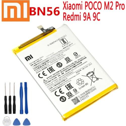 2020 years Original xiao mi Replacement Battery For Xiaomi POCO M2 Pro Redmi 9A 9C BN56 Genuine Phone Battery 5000mAh+Free Tools