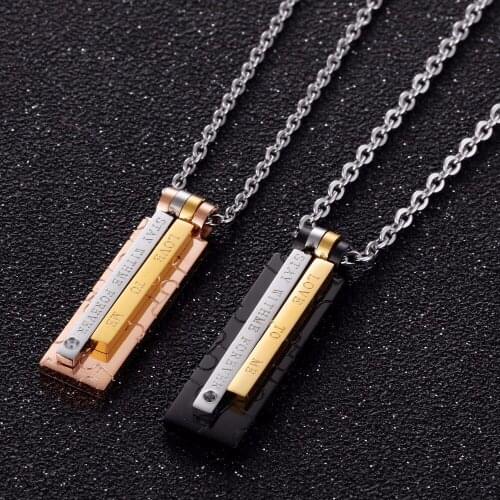 2020 Best Jewelry Rose Gold Color Lovers Necklaces For Women Romantic Cubic Zircon Men Necklaces Pendants For Couple Necklace