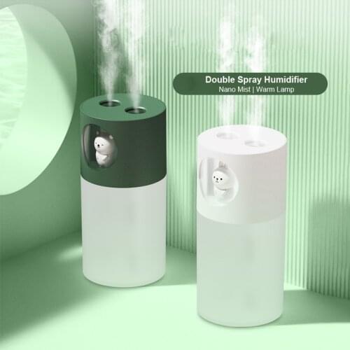 270ml Cute Pet Double Spray Air Humidifier Mist Port Night Light Diffuser Cool Household Atomizer