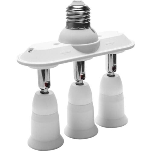 3 in 1 E27 Adapter Converter Horizontal Designed 360 Degrees Adjustable 180 Degree Bendable Light Socket Splitter