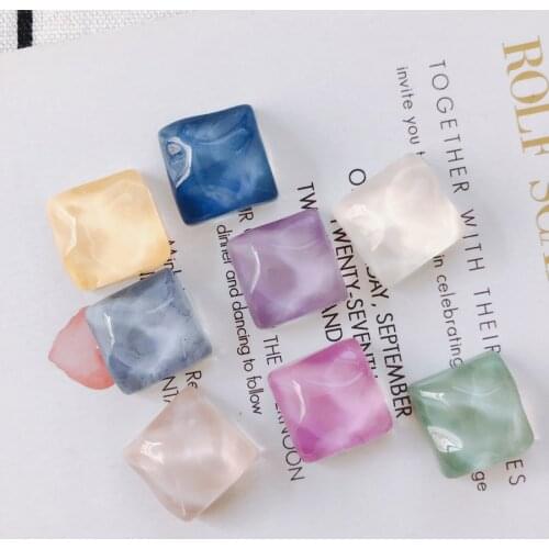 4 pieces / lot fresh resin candy color personality square wave irregular Earrings fittings patch Other