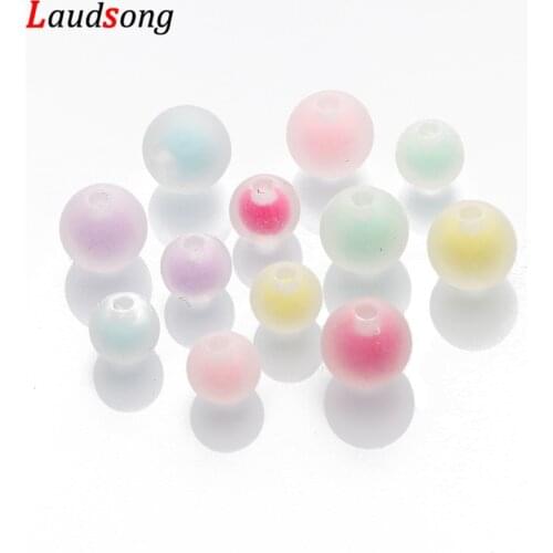 50pcs 8/10mm Mixed Dull Matte Round Acrylic Beads Candy Color Spacer Loose Beads For Jewelry Making Diy Bracelet Accessories