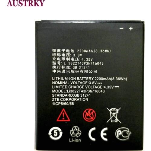 New 2200mAh Li3822T43P3h716043 Battery For ZTE Blade L7 A320 A30 BA320 BA30 Mobile Phone Batteries