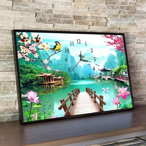 DIY 5D Sale Diamond Embroidery, Diamond Mosaic, Special Shaped, Wall Clock, Landscape scenery, Diamond Painting, Cross Stitch,3D