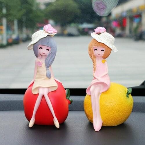 FUYOUSHENZHU Car furnishing articles Personalized creative practical gifts Resin decoration Little girl and fruit style