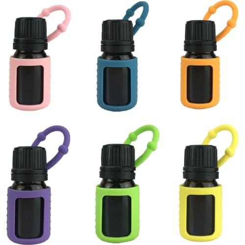 Free Ship 200pcs Essential Oil Bottle Case Cover Storage Box Protector Silicone Protective Carrying Holder 6 Color for Choose