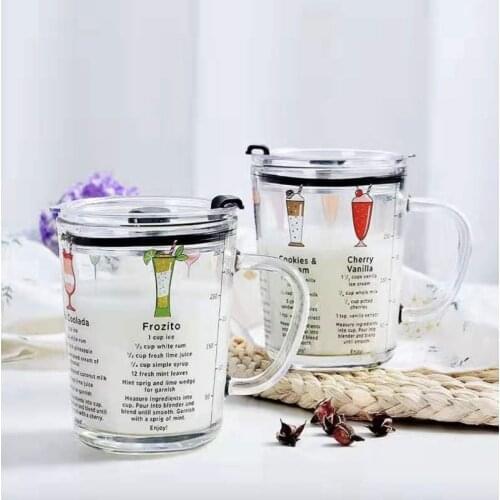 Lovely Transparent Glass Water Bottle Cup With Straw Cartoon Water Cup Cute Kids Girl School Kawaii Bottles Flask Pink