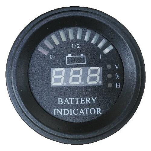Digital Battery gauge tester discharge Indicator hour meter state of charge meter forklift, arc LED line, EV, 12V up to 100V
