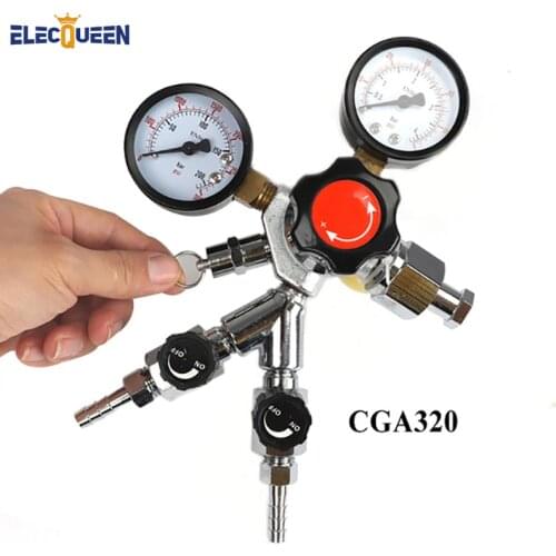 CO2 Dual Gauge Regulator ,CGA320 Economical homebrew with Y splier and two Checkvalve, 0~3000psi, 0~60psi