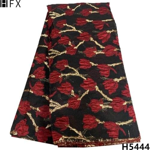 HFX 2021 Latest High Quality Brocade 5yards African Tulle Lace Fabric Embroidery Party Dress Brocade Jacquard French