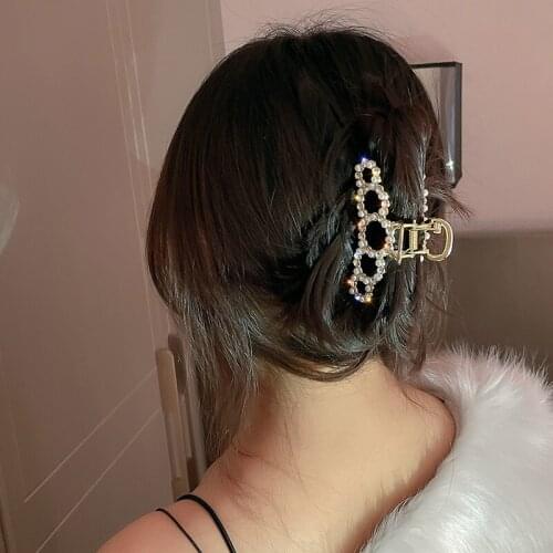 Korean Hair Claw Clip for Women Girls Hair Clips Pearl Rhinestone Headwear Big Size Hairpins Woman Hair Accessories Ornament