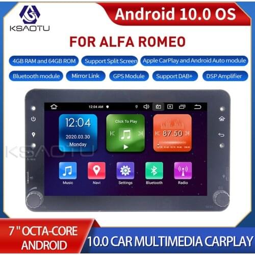 KSAOTU 7115 7" 8-Core Android 10.0 Car Stereo Carplay DSP DAB+ GPS WiFi USB DVB-T 4G TPMS Canbus OBD2 For Alfa ROMEO