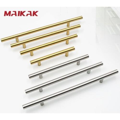 MAIKAK Brushed Black Straight Cupboard Handles Knobs Stainless Steel Brushed Black Gold Kitchen Door Handles Cabinet Pull