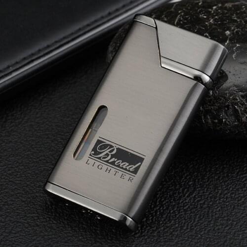 Metal Butane Lighter Windproof Red Flame Turbo Lighters Smoking Accessories Cigar Cigarettes Lighter Gas Window Gadgets for Men