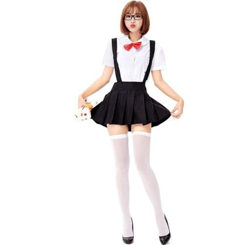 Halloween Cute School Uniform Uniform Suspenders Sexy Temptation Short Skirt Suit Short Skirt White Shirt Class Service