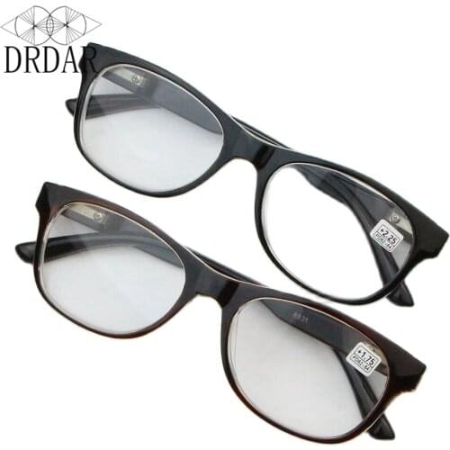 DRDAR Men Womens Unisex Anti-fatigue Reading Glasses 8831 fashion Plastic square shape Reading mirror Brown / black