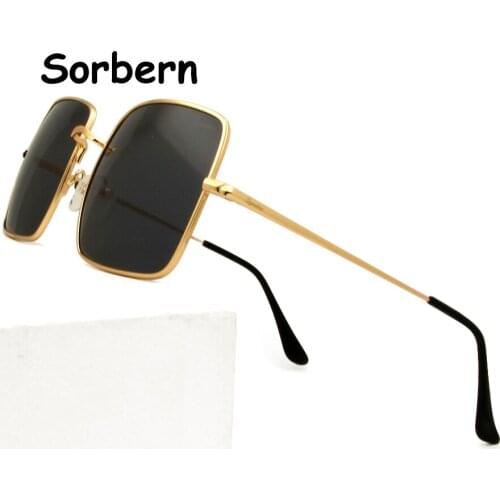 New 2020 Fashion Oversize Square Sunglasses Women Men Rose Gold Frame Alloy Gradient Sun Glasses For Female Uv400 High Quality