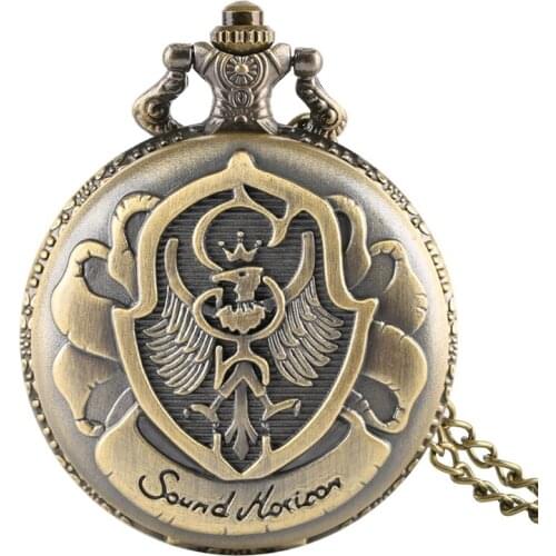 Poland Collectibles Eagle Poland Symbol Bronze Quartz Pocket Watch Sweater Pendant Necklace Chain Gifts for Men Women Kid reloj