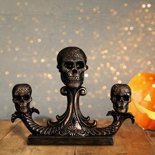Skeleton Head Halloween Holiday Gifts Decorative Candlestick Nordic Style Resin Crafts Furnishings Home Decoration Accessories