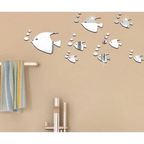 Bubble Fish Wall Stickers Marine Fish Mirror Stickers Acrylic Self-adhesive Childrens Room Kindergarten Home Decoration