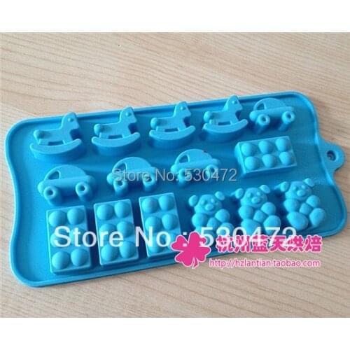 Silica gel cake mould chocolate mould baking mould car mould small horse21*10.5*1.5CM kitchen tools