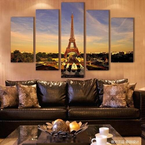 Modern The Blue Sky Of The Eiffel Tower Sofa Background Printed Canvas Wall Paintings Living Room Wedding Home Decoration