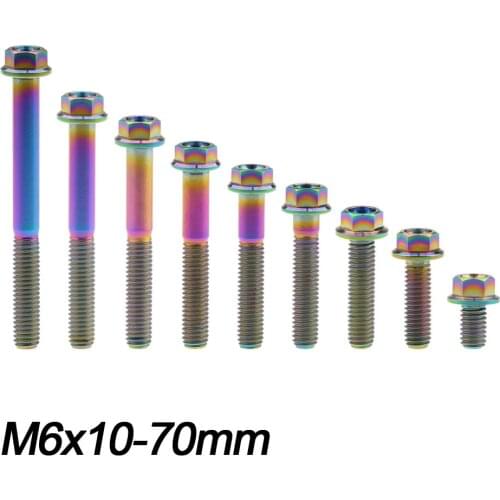 Xingxi Titanium Screw M6X10 15 20 25 30 35 40 45 50 60 65 70mm Ti Flange Hex Head Bolt Gold Rainbow Ti