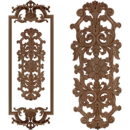 VZLX Antique Decorative Wood Appliques Furniture Cabinet Natural Moldings Decals Flower Carving Figurines Wedding Decoration