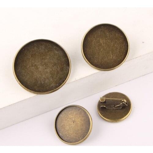 Reidgaller 20pcs cabochon brooch base metal blank fitting 16mm 18mm 20mm 25mm 30m cameo settings diy accessories