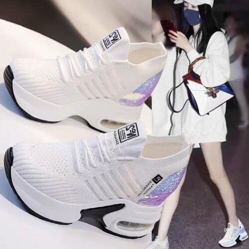 Womens summer 2021 summer new breathable mesh shoes casual thick-soled inner increase small white shoes