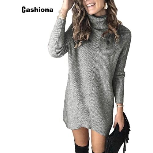 Women Long Sweater Autumn New Femme Turtleneck Jumper Pullovers Knitted Sweaters Winter Warm Tops Fashion Womens Clothing 2020