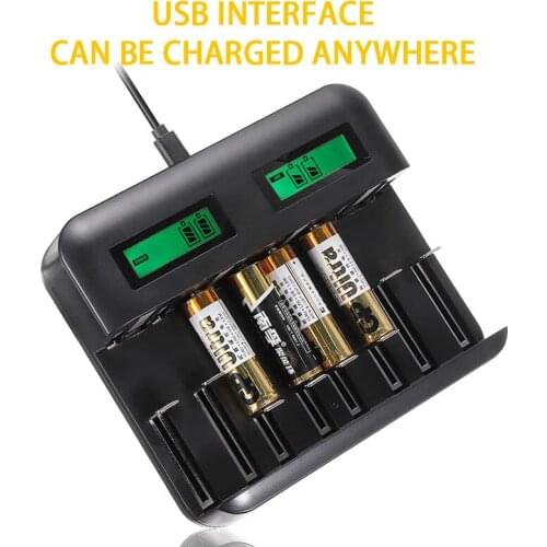 1.2V 8 Slots AA/AAA C D Rechargeable Batteries Charging Adapter Fast Smart Battery Charger LCD Display for AA/AAA C/D