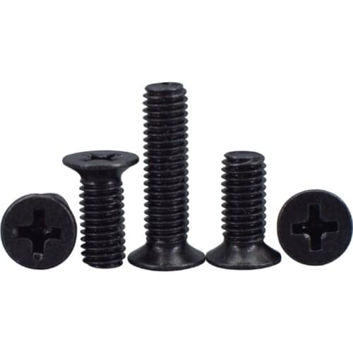 100Pcs M2 M2.5 M3 KM Black Countersunk Head Machine Screws