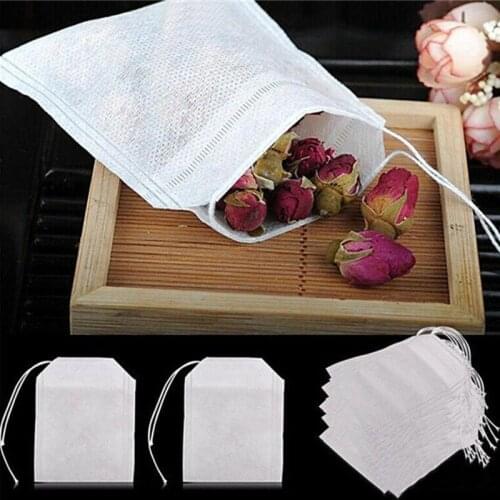 100pcs Non-woven Empty Teabags String Heat Seal Filter Paper Herb Loose Tea Bags