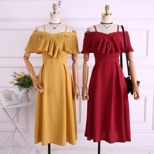 2020 Women Strapless Halter Slash Neck Spaghetti Strap Dress Zipper Backless Off Shoulder Pullover Slim High Waist Ruffles Dress