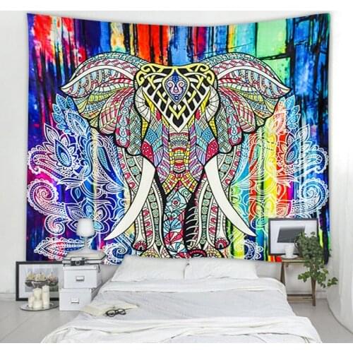 2021 New Abstract Elephant Printed Valance Fashion Colorful Handicraft Background Living Room Decor Tapestries Chic Home Valance