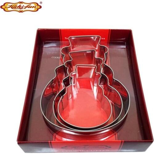 Kuki-fun 3pcs/set Christmas Snowman Cookie Cutter Stainless Steel Biscuit Mold Fondant Cutter Baking Accessories
